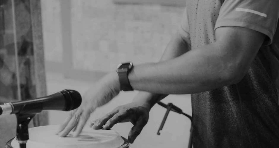 Close up of man drumming