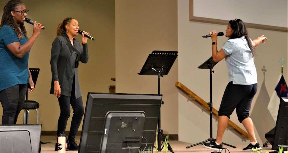 Singers practising